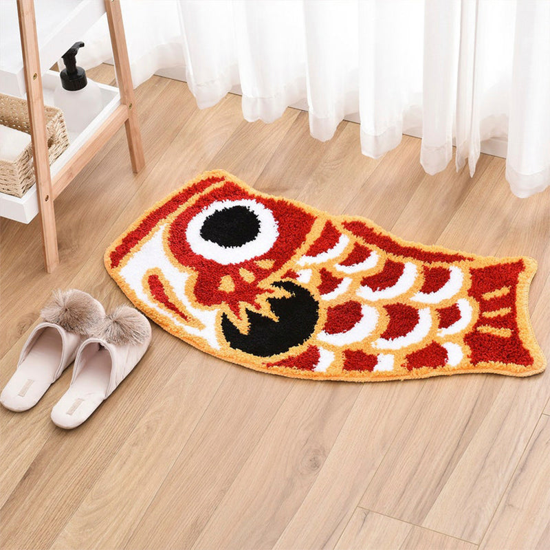 Feblilac Red Koi Fish Bath Mat, 17.7"x33.4" Animal Non Slip Bathmat