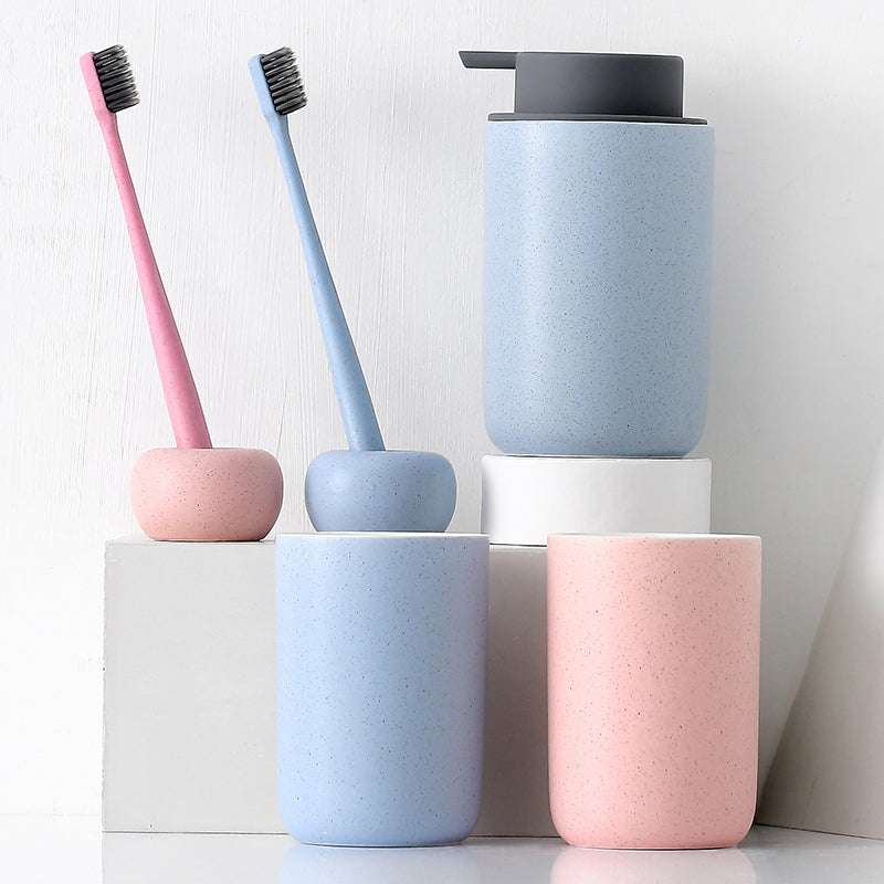 Pink and Blue Bathroom Dispenser Mug Set
