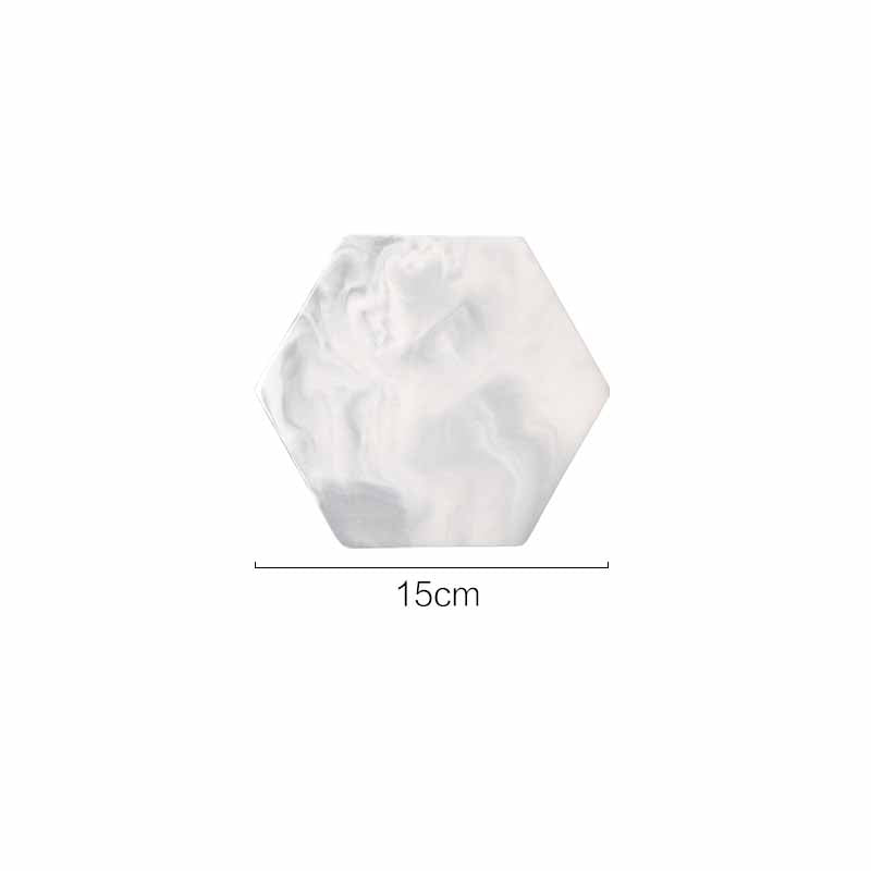 Nordic Style Marbled Pattern Hexagon and Round Ceramic Tray, Service Plate, Jewelry Tray, Decoration Tray