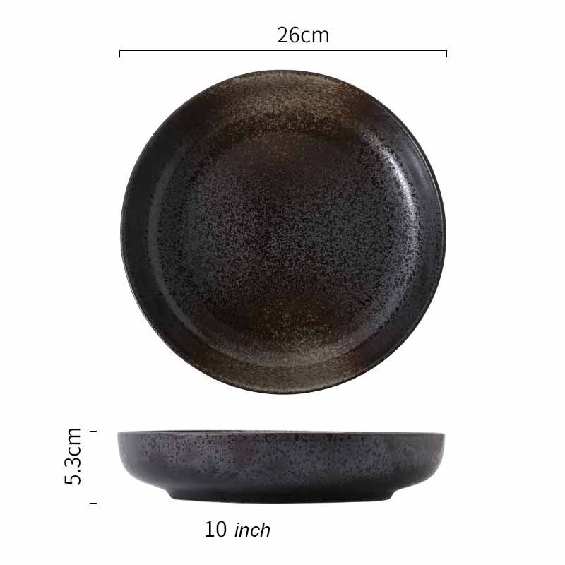 Japanese Deep Round Ceramic Dish Plate, Restaurant Home Salad Dish Plate, Kitchen Creative Cutlery Soup Plate
