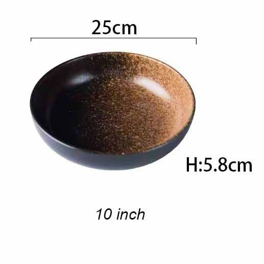 Japanese Deep Round Ceramic Dish Plate, Restaurant Home Salad Dish Plate, Kitchen Creative Cutlery Soup Plate