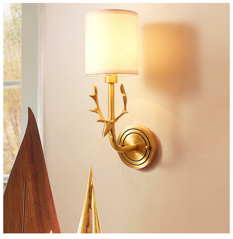 Deer Head Corporal Bronze Wall Lamp