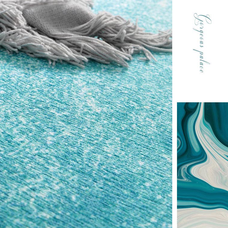 Feblilac Hairless Abstract Magnificent Palace Area Rug, Multiple Sized Living Room Rug, Blue Poly Floor Rug, Anti Slip Living Room Mats, Soft Thick Area Carpet, Art Living Room Carpet, Hot Non Slip Floor Rugs