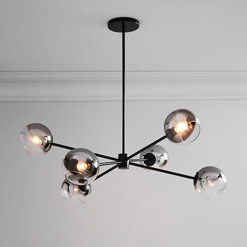 6-Light Notch Branches Glass Chandelier