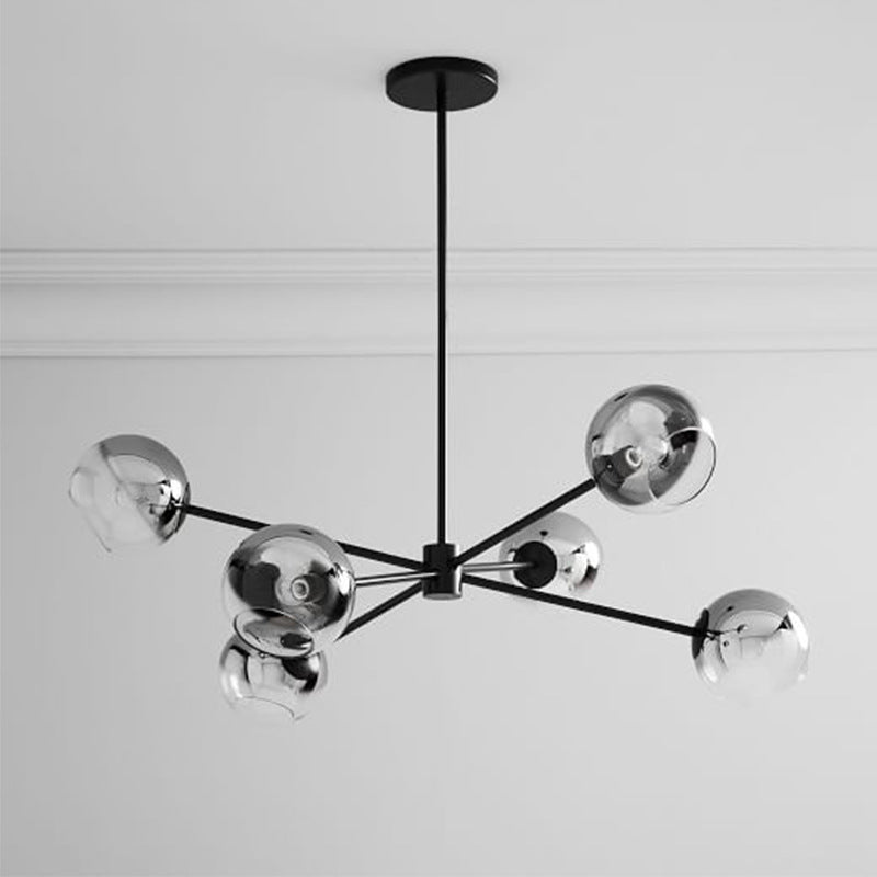 6-Light Notch Branches Glass Chandelier