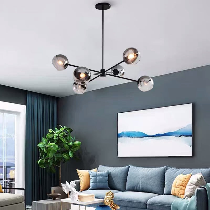 6-Light Notch Branches Glass Chandelier
