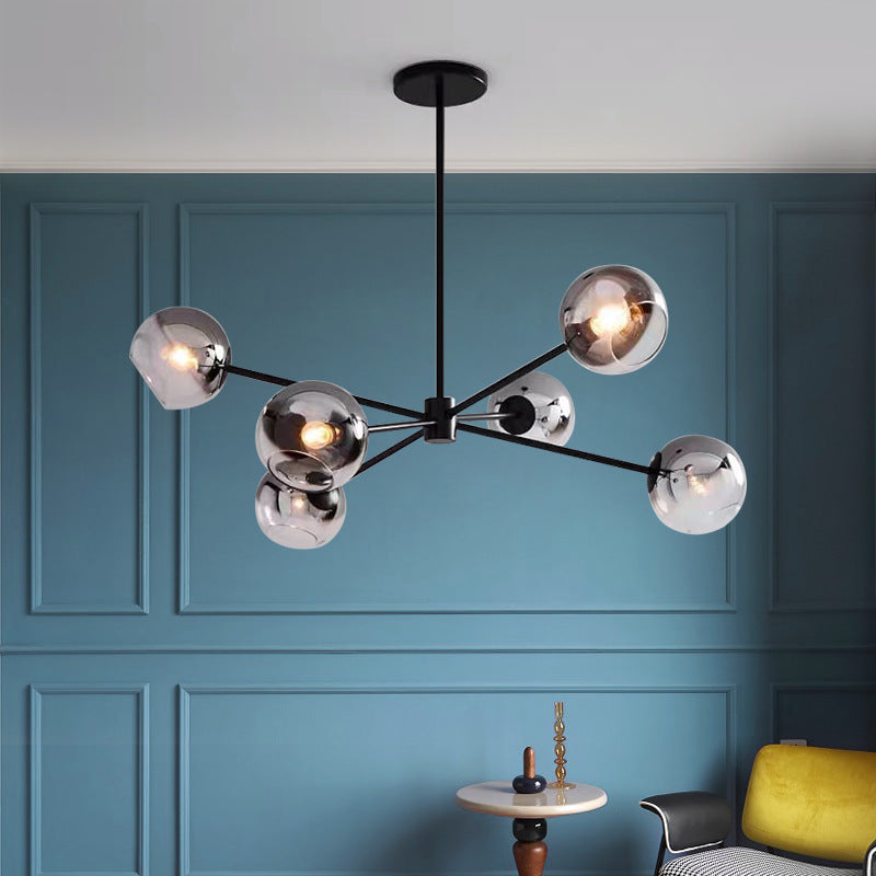 6-Light Notch Branches Glass Chandelier