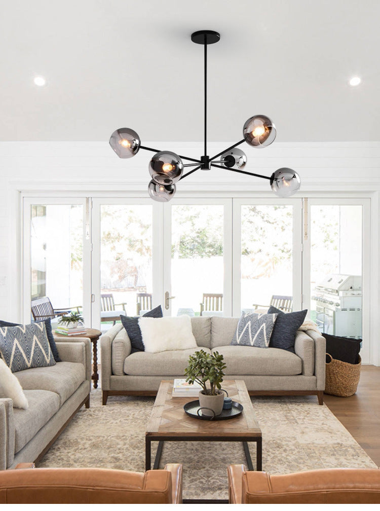 6-Light Notch Branches Glass Chandelier