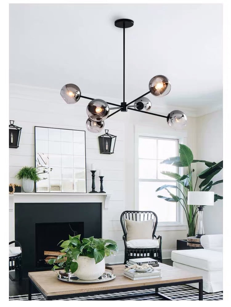 6-Light Notch Branches Glass Chandelier