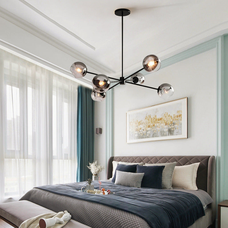 6-Light Notch Branches Glass Chandelier