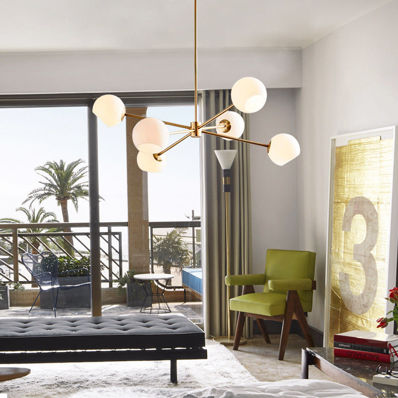 6-Light Notch Branches Glass Chandelier