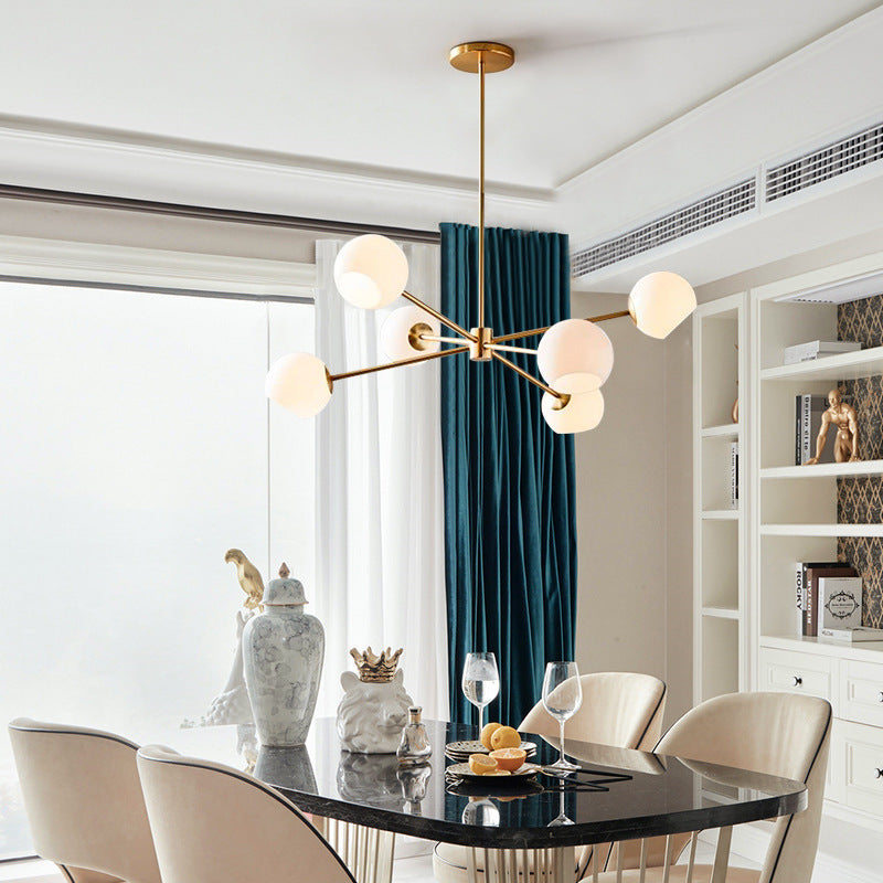 6-Light Notch Branches Glass Chandelier