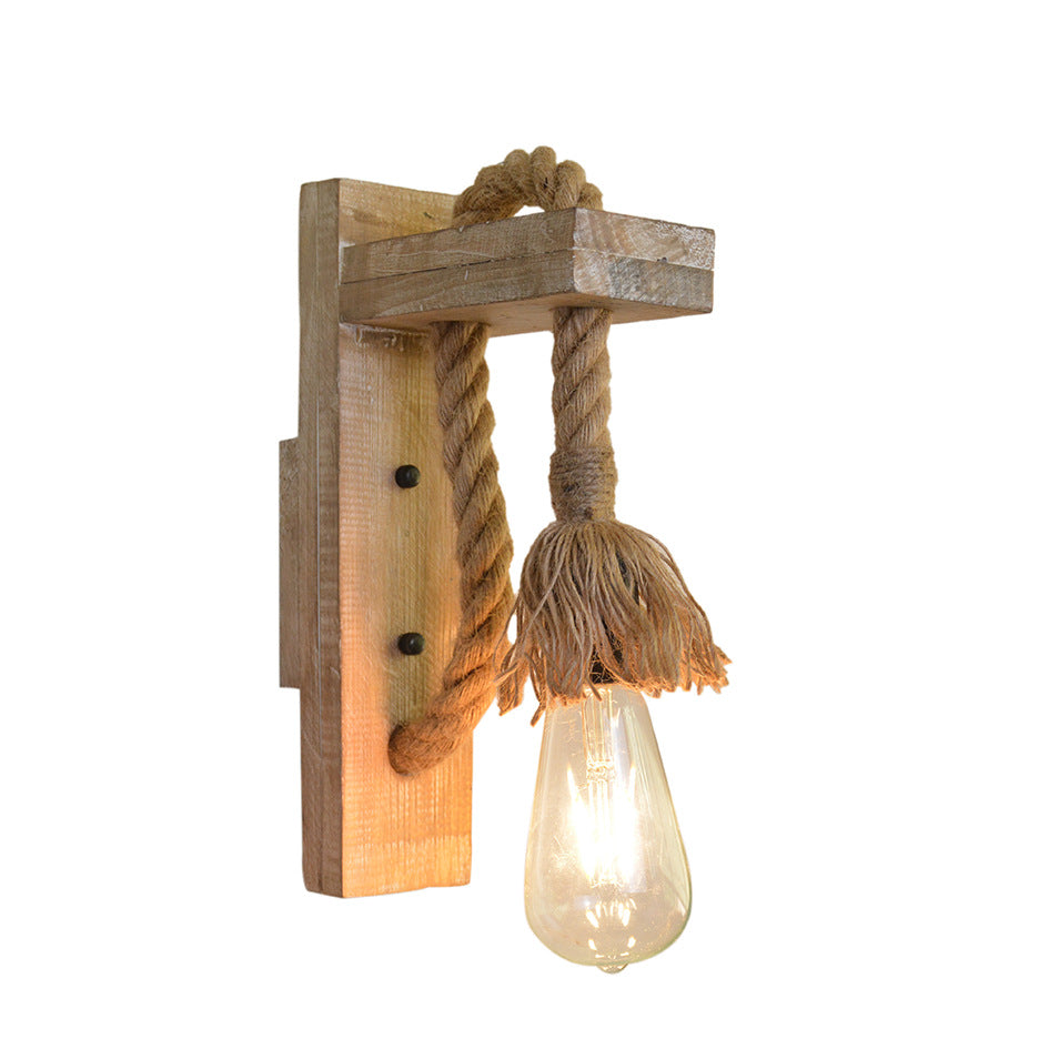American Countryside Wooden Retro Wall Lamp