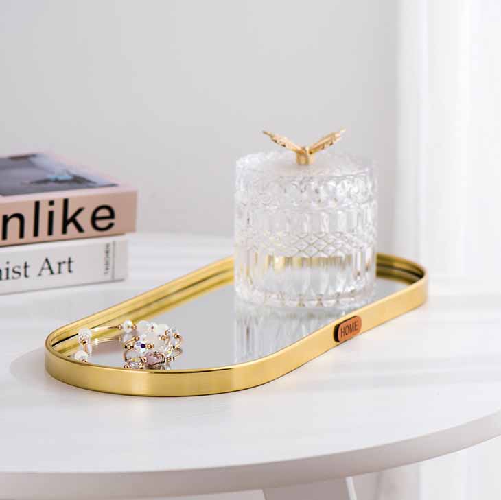 Nordic Style Golden Mirror Oval/Rectangle Tray, Aromatherapy Tray, Jewelry Tray, Decoration Tray