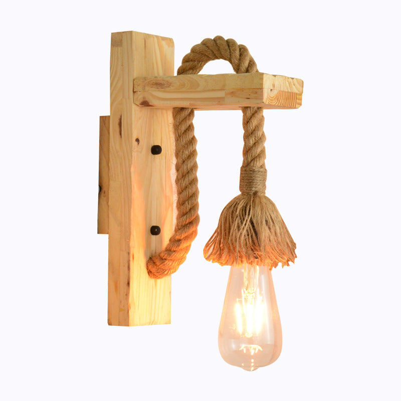 American Countryside Wooden Retro Wall Lamp