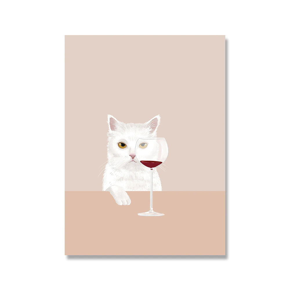 Cat & Wine Poster