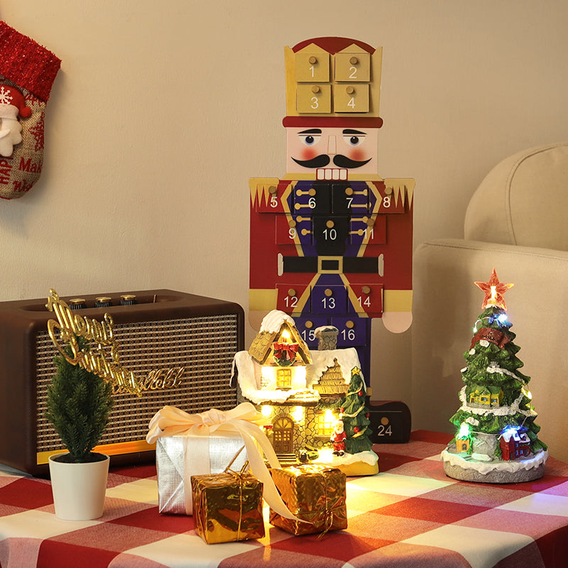 Wooden Nutcracker Christmas Advent Calendar Ornaments