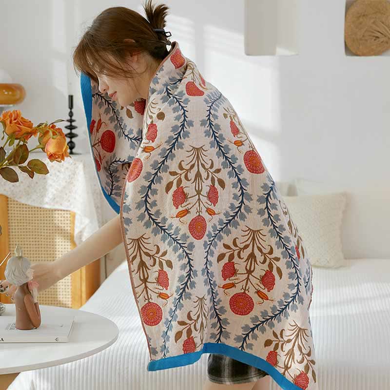 Bluebell Flower Cotton Gauze Bath Towel