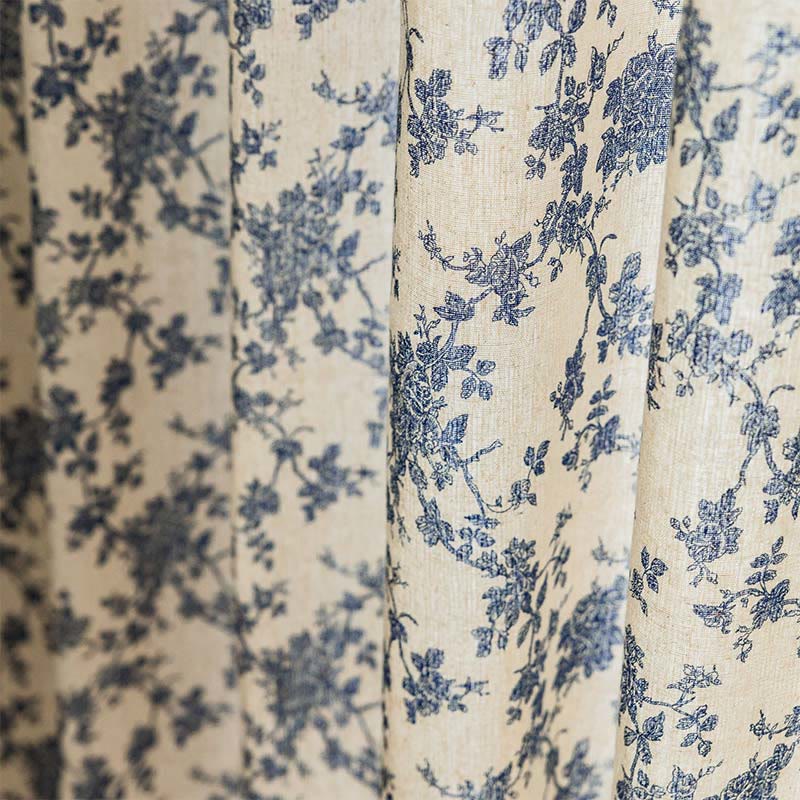 Blue Rose Tassel Light Filtering Curtain