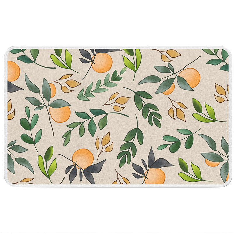 Oranges and Leaves Bath Mat