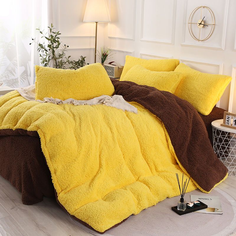 Poly Color Matching Berber Fleece Duvet Cover Bedding Set