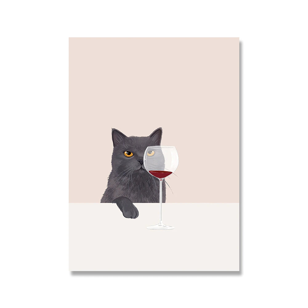 Cat & Wine Poster