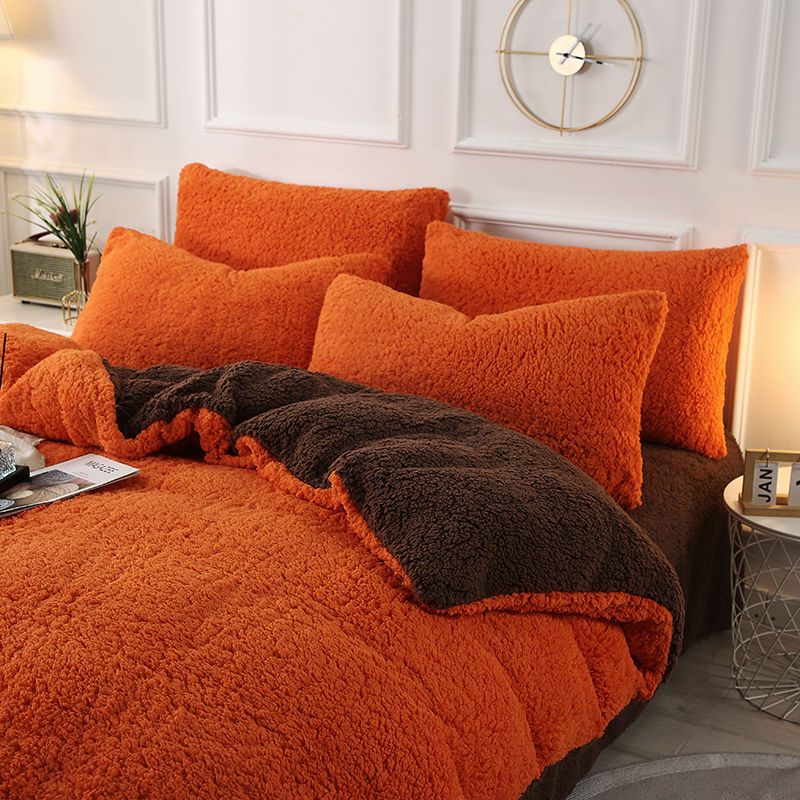 Poly Color Matching Berber Fleece Duvet Cover Bedding Set