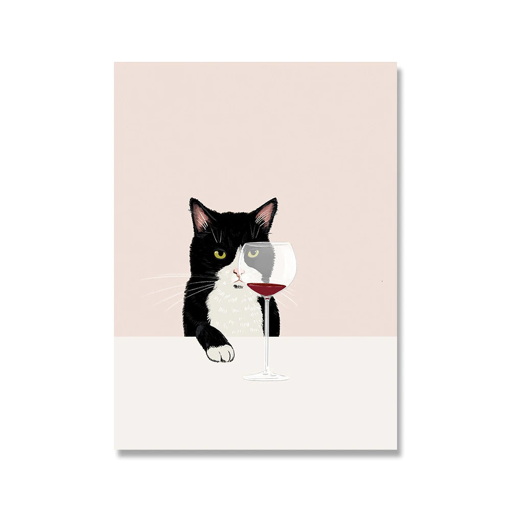 Cat & Wine Poster