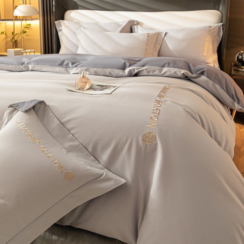 100% Poly Embroidery 120s Sueding Duvet Cover Bedding Set