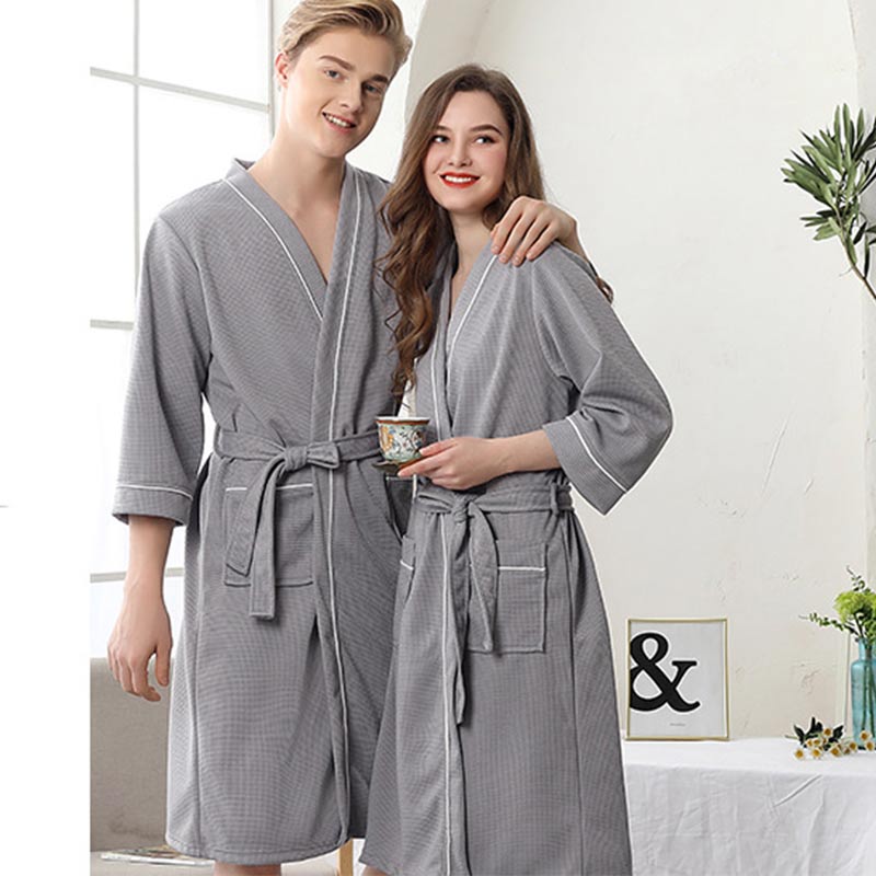3/4 Sleeve Waffle Weave Pajama Bathrobe
