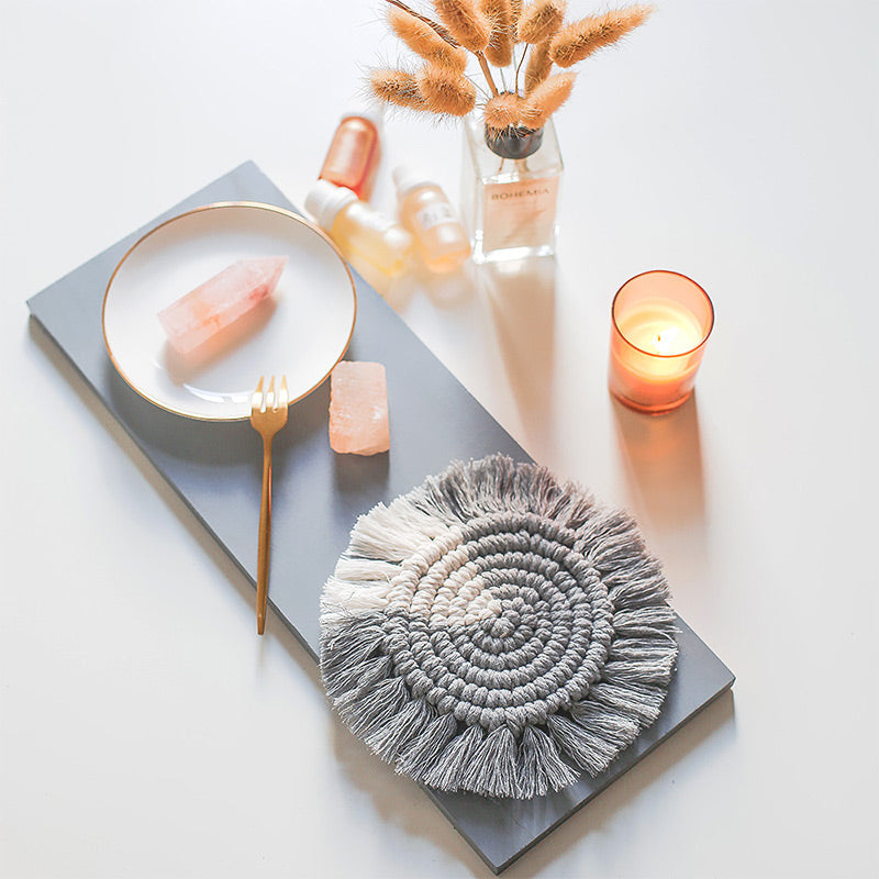 Bohemia Woven Hand-Made Cotton Linen Placemats Coasters (3PCS)