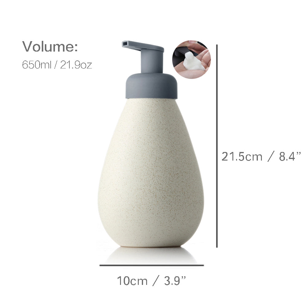 Ceramic Soap Dispenser, Foaming Pump Bathroom Bottle, Simple Design, Refillable Reusable Lotion Pump for Bathroom Kitchen, 650ml/21.9oz