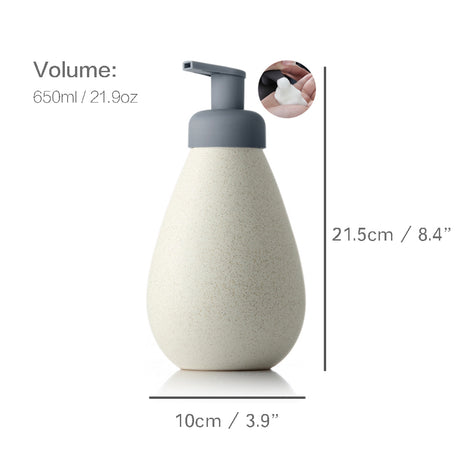 Ceramic Soap Dispenser, Foaming Pump Bathroom Bottle, Simple Design, Refillable Reusable Lotion Pump for Bathroom Kitchen, 650ml/21.9oz