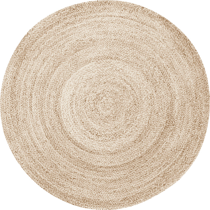Beige Plain Rug Jute Rural Rug Washable Anti-Slip Pet Friendly Area Rug for Living Room - Clearhalo - 'Area Rug' - 'Rug' - 1810563