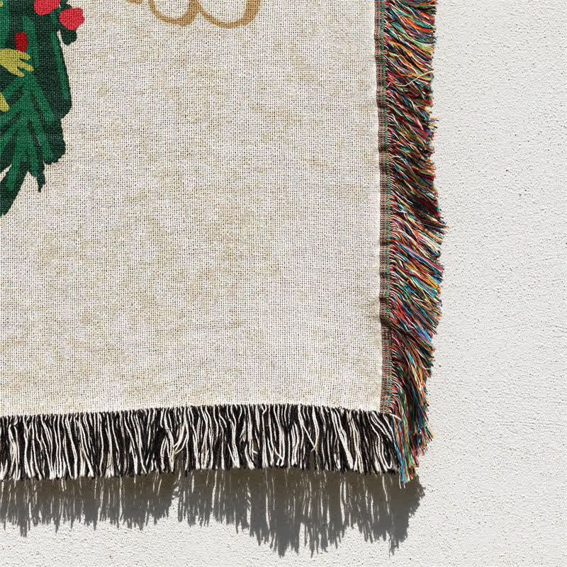 "Merry Christmas" Christmas Tree Tassel Blanket
