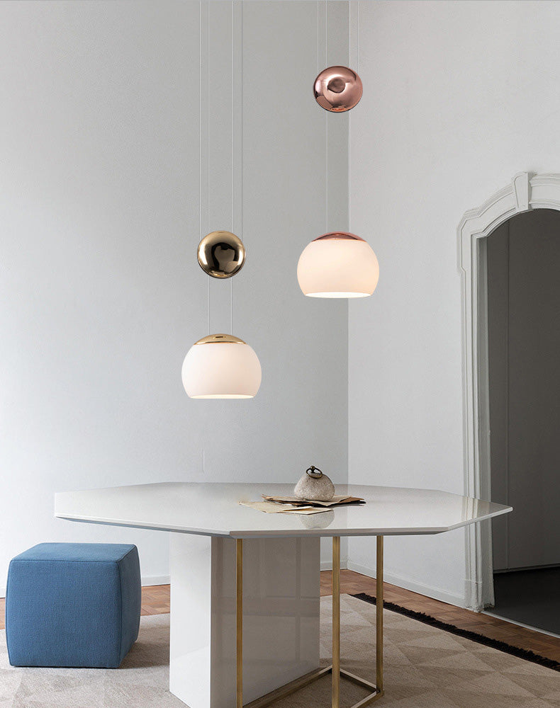 Adjustable Pulley Hemisphere Glass Pendant