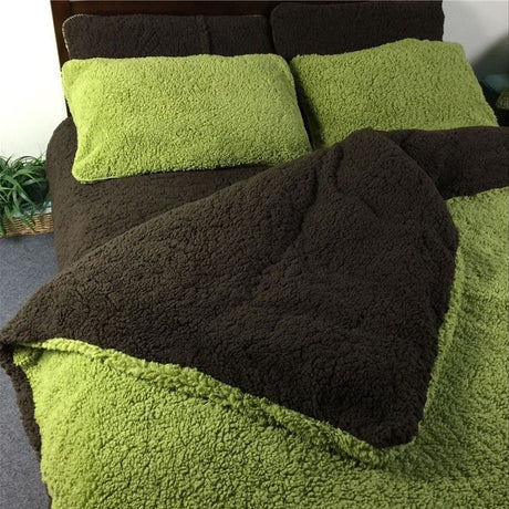 Poly Color Matching Berber Fleece Duvet Cover Bedding Set