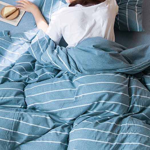 Green/Blue/Orange/Pink/Grey Yarn-Dyed Stripe Knit Fabric Duvet Cover Bedding Set Cotton Bedding Set