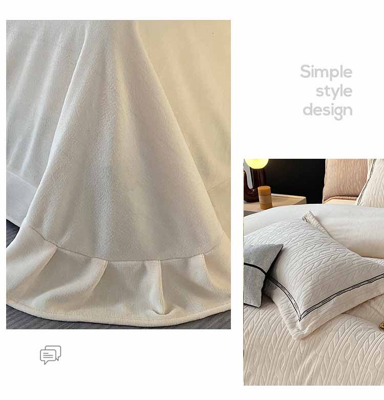 Poly Three-dimensional Braided Strip Milk Cashmere Flannel Duvet Cover Bedding Set
