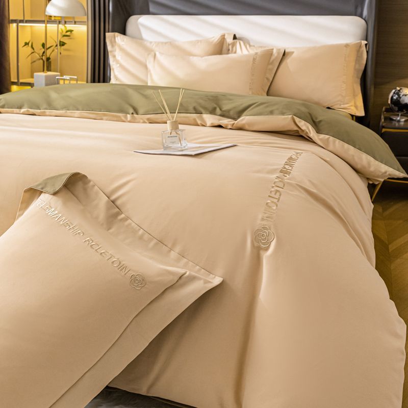 100% Poly Embroidery 120s Sueding Duvet Cover Bedding Set