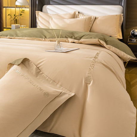 100% Poly Embroidery 120s Sueding Duvet Cover Bedding Set