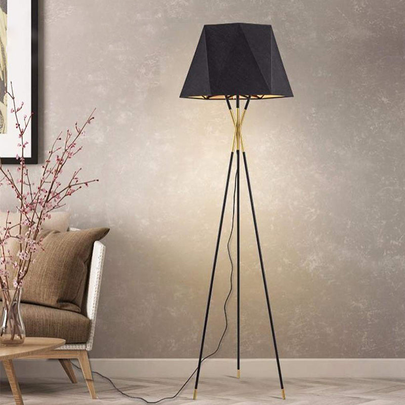 Linear/Capsule/Arch Floor Light Designer Metal Single-Bulb Living Room Standing Lamp in Black
