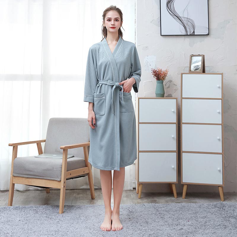 3/4 Sleeve Waffle Weave Pajama Bathrobe