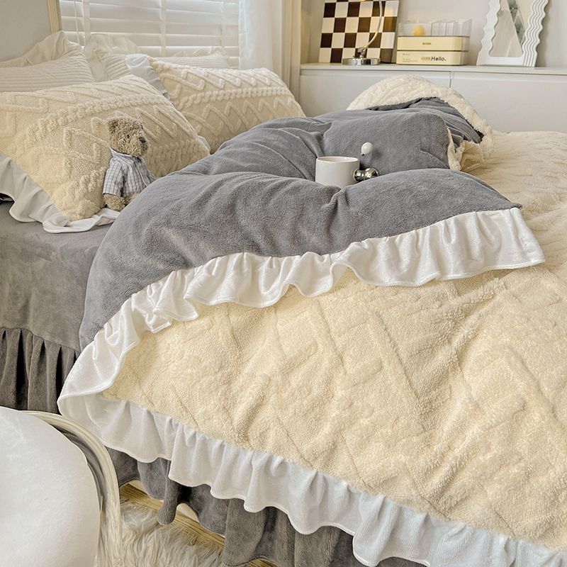 Poly/Acrylic Milk Cashmere Flannel Duvet Cover Bedding Set