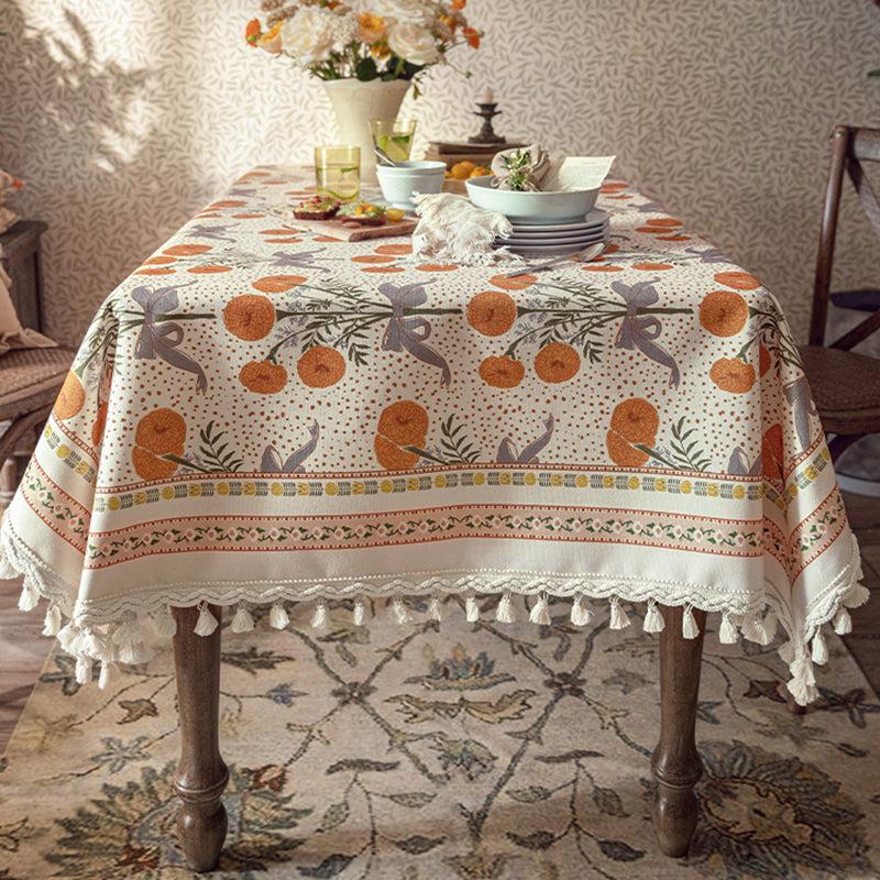 American retro style tablecloth pastoral table cloth TV cabinet coffee table cover cloth rectangular Veligis tablecloth The beautiful pattern of Calendula officinalis, natural and smart, feel the beautiful spring