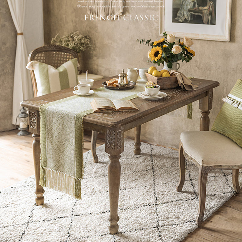 Kamei coffee table table flag European new Chinese high-end Nordic American light luxury tablecloth TV cabinet shoe cabinet cloth cover towel High-grade textured jacquard fabric with delicate dark grain fringe fringe