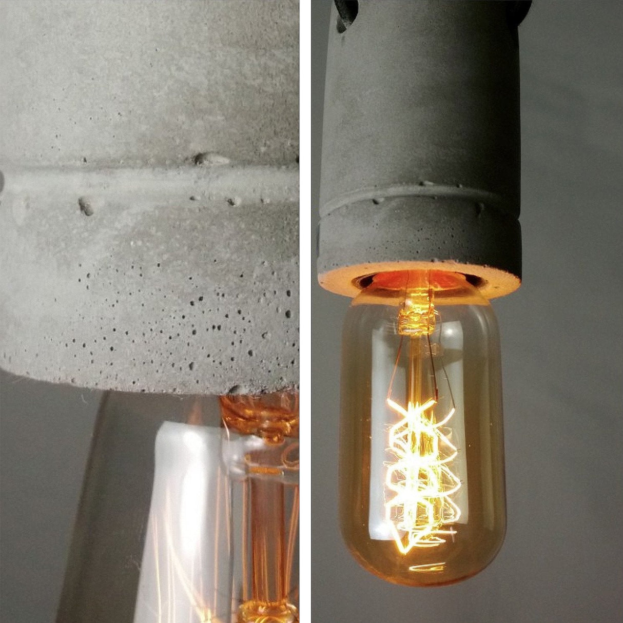 Concrete Bare Bulb Light Fitting Pendant Light