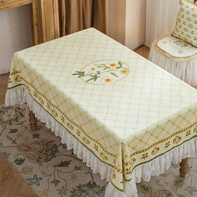 Green field light luxury American French living room tablecloth dining table tablecloth wine cabinet cover cloth pastoral style high-end round table tablecloth