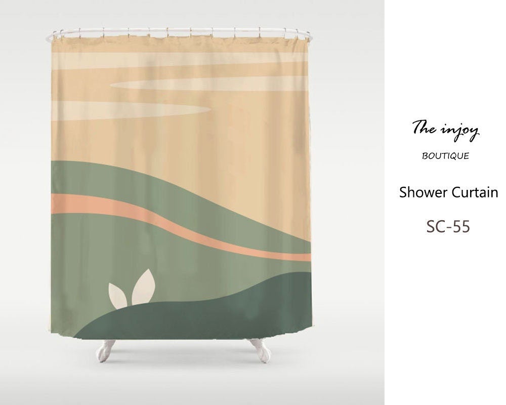 Beige Orange Field Flower Shower Curtain