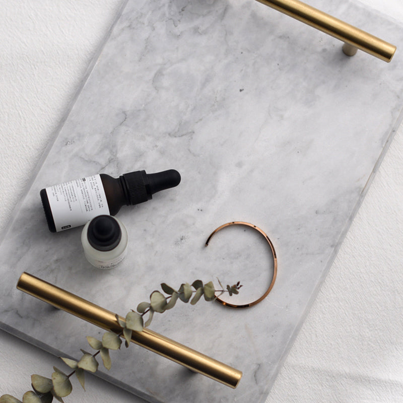 Nordic style natural marble gold handle tray jewelry tray storage tray home decoration